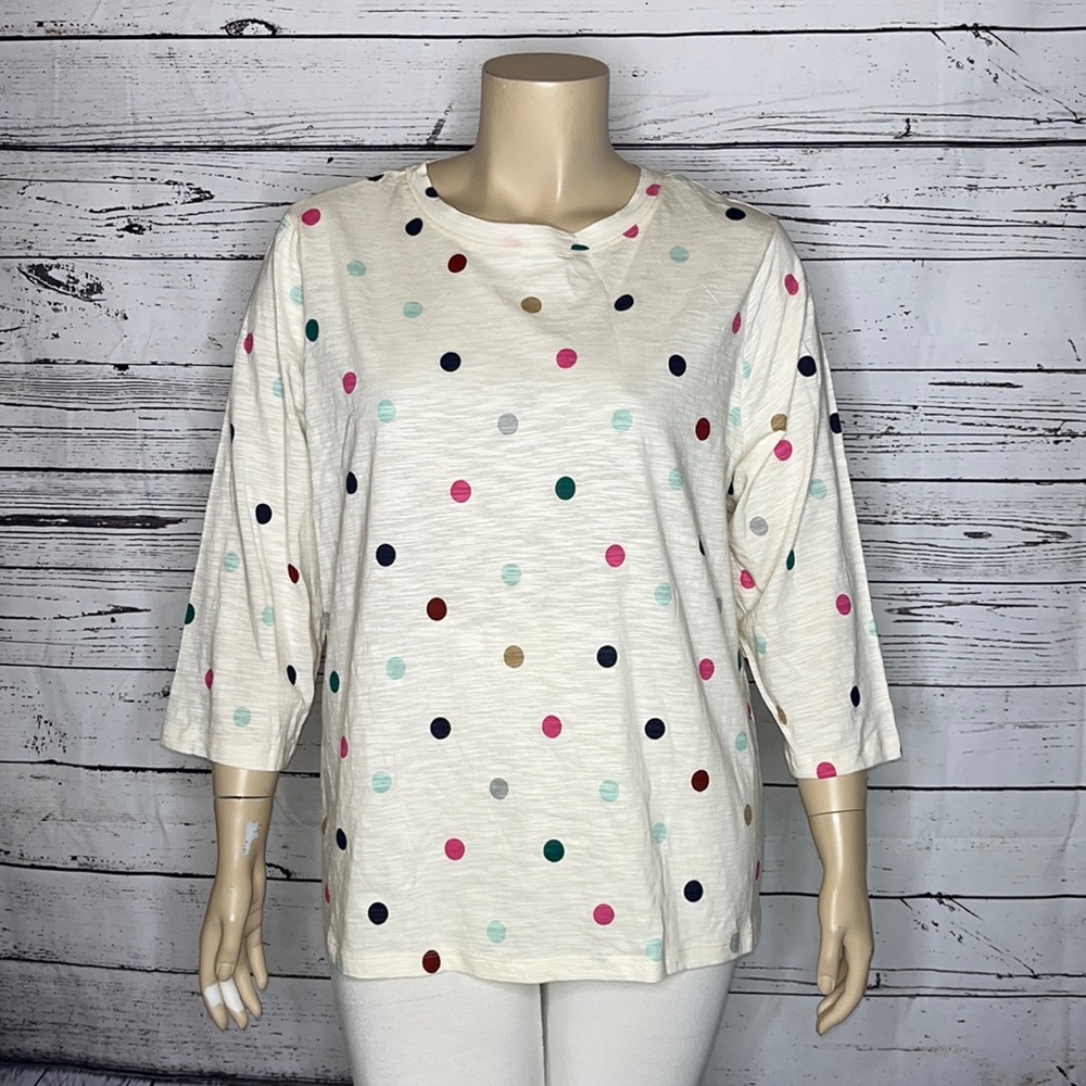 St. John’s Bay Woman NWT Size 2X Polka Dot 3/4 Sleeve Knit Top Shirt